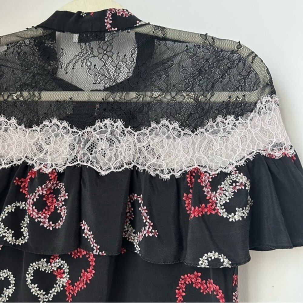 Sandro Hearts and Lace Silk Shirt - Picture 9 of 12